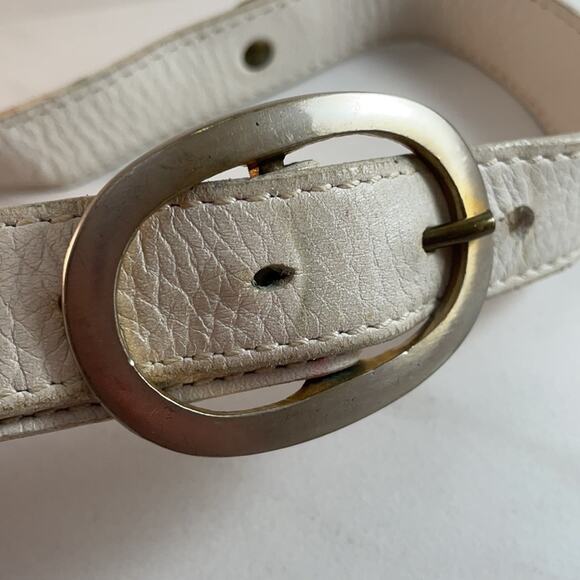 Sepcoeur leather belt cream color with medallions